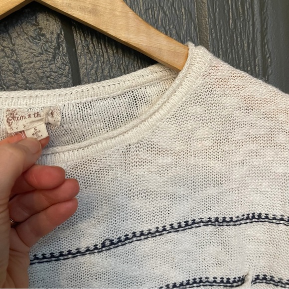 New Striped Cotton Knit Top Pullover Lightweight Sweater Long Sleeve Shirt - Picture 3 of 6